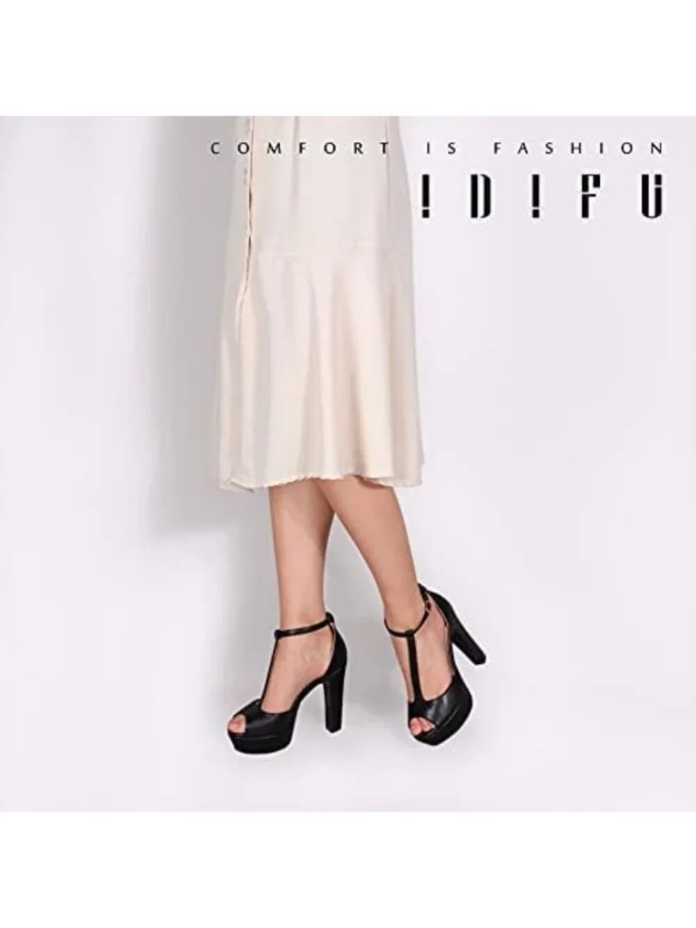 Stylish Women's Platform Chunky High T-Strap Peep Toe Heels - Perfect for Any